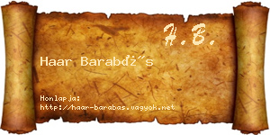 Haar Barabás névjegykártya